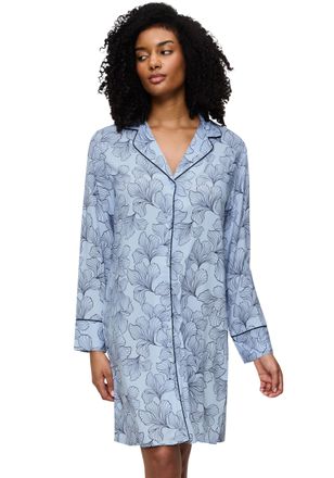 Triumph Nachthemd TRIUMPH Boyfriend Fit NDW 03, Damen, Gr. 40, N-Gr, blau (blau combina), Single Jersey, Obermaterial: 100% Viskose, bedruckt, unifarben, bequ