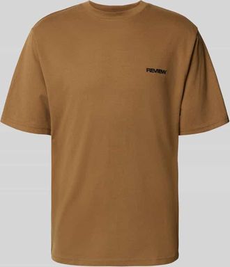 Review T-Shirt mit Logo und Rundhalsausschnitt in Mittelbraun, Gr&ouml;&szlig;e XL