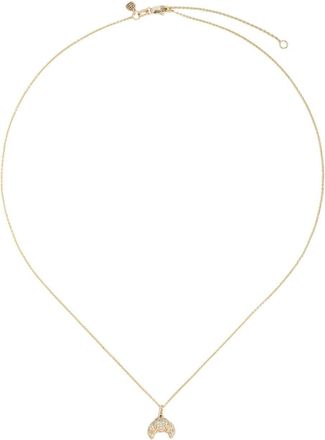 Sydney Evan 14kt yellow gold small Croissant Charm diamond necklace - women - 14kt Yellow Gold/White Diamond - One Size