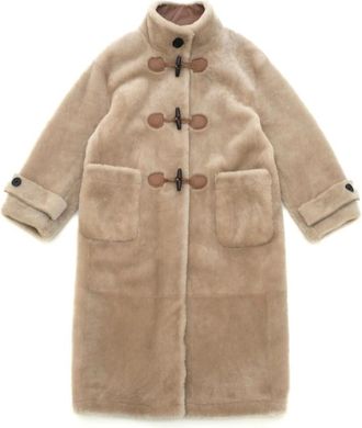 Just things we like Fufu Shearling Coat - Dames - Jassen - Bruin - M - Wol - Jassen