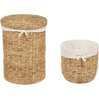 Beliani Conjunto De 2 Cestos Para Ropa Sucia Con Tapa Jacinto De Agua Claro Danang
