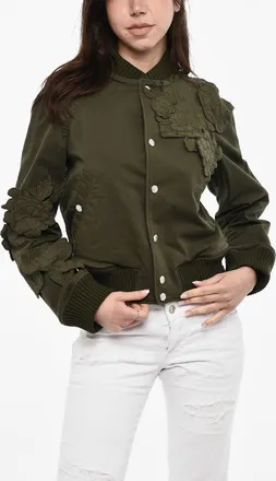 Dsquared2 Cotton Bomber with Floral Appliqu&eacute;s Dsquared2