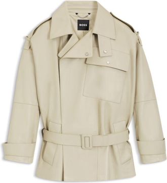 BOSS Short trench coat in leather