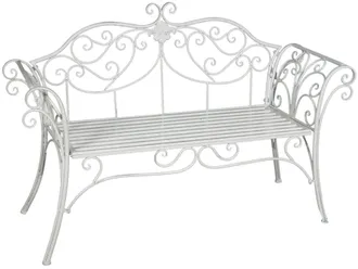 Biscottini International Biscottini - Panchina Da Esterno In Ferro 133x47x90 Cm Divanetto Da Giardino E Ingresso Panca In Metallo Bianca Sedia 2 Posti Interno Ghisa