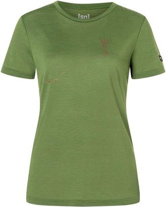 super.natural Gipfelglück Tee Merinoshirt für Damen | oliv/grün