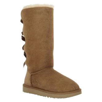 UGG Bailey Bow Tall II Suede Womens Calf Length Boots - Chestnut - Size:UK 5