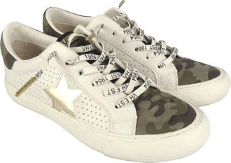 Vintage Havana Womens Camo Cap Sneakers In Ivory Green And Gold