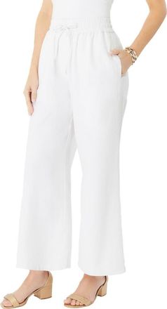 Roaman's Plus Size Linen Wide-Leg Pant in White at Nordstrom, Size 22