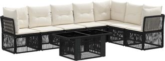 vidaXL Conjunto De Sof&aacute;s De Jard&iacute;n 8 Uds. Negro Rat&aacute;n Sint&eacute;tico Vidaxl
