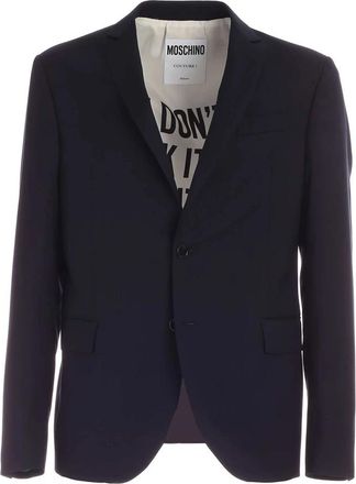 Moschino Blauw Single-Breasted Wollen Pak Jas - Heren - Blazers - Blauw - M - Wol - Jassen