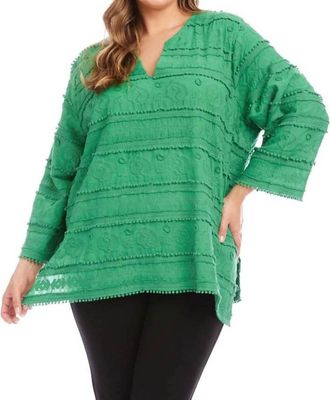 Karen Kane 3/4 Sleeve Embroidered Tunic - Plus In Green