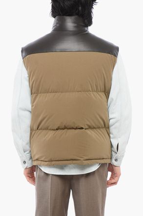 Bottega Veneta Cotton Sleeveless Puffer with Leather Detail Bottega Veneta