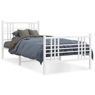 Berkfield Home Metal Bed Frame without Mattress with Footboard White 90x200cm | Size: 90x200 cm