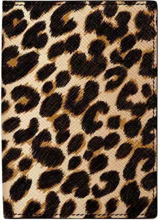 Smythson Panama leopard-print passport cover - unisex - Calf Leather - One Size - Brown
