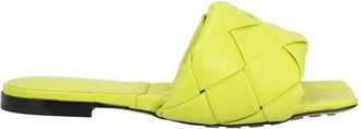 Bottega Veneta Gevlochten Leren Slide Sandalen - Dames - Sandalen - Geel - 38 EU - Leer - Schoenen