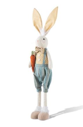 Glitzhome Easter Fabric Boy Bunny with Telescoping Legs in Blue at Nordstrom, Size Medium