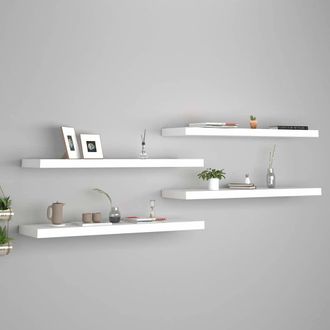 vidaXL Vidaxl - Estantes Flotantes De Pared 4 Uds Mdf Blanco 90x23,5x3,8 Cm