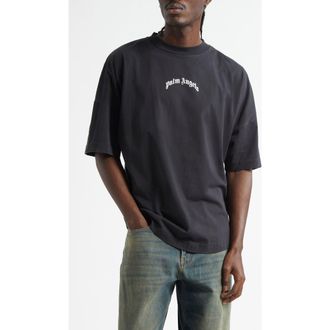Palm Angels Curved Logo Graphic T-Shirt in Black - Off Wh at Nordstrom Rack, Size Small