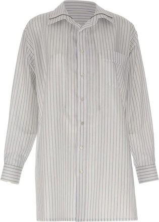 Maison Margiela Overhemden, Dames, Wit, 2Xs, Katoen, Gestreepte Oversized Shirt