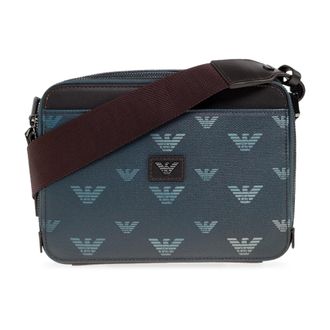 Emporio Armani Messenger Bags, male, Blue, Size: ONE SIZE Coated Canvas Mini Bag