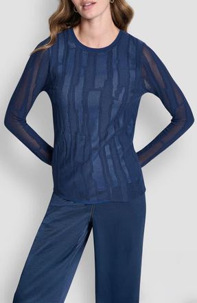 DKNY Mix Stitch Top in Hudson Blue/liberty Sky at Nordstrom, Size Xx-Small