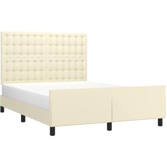 vidaXL Vidaxl - Estructura De Cama Sin Colch&oacute;n Cuero Sint&eacute;tico Crema 140x200 Cm