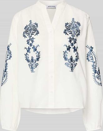 More & More More & More Regular Fit Bluse mit floralem Stitching Modell Februar in Offwhite, Gr&ouml;&szlig;e 36