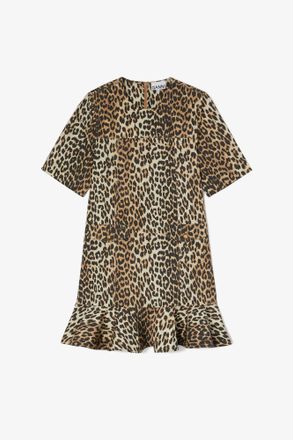 Ganni Brown Stretch Cotton Mini Dress - Size 34 Organic