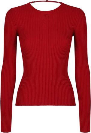 Courr&egrave;ges Lingerie Detail Gebreide Trui - Dames - Ronde hals truien - Rood - M - Truien & Vesten