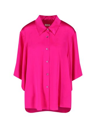 Dries Van Noten Pink Clea Loose-Fitting Silk Blouse