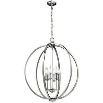 Feiss Lampadario Classico Corinne Acciaio Nichel Lucido 6 Luci E14
