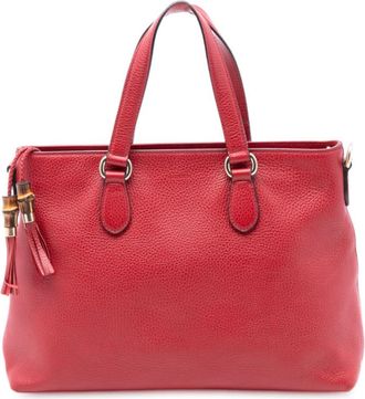 Gucci Pre-owned Gucci Leather Bamboo Tassel Satchel Ladies 449642 498879