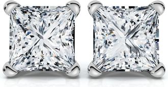 Pompeii3 Certified 4Ct Princess Cut Martini Studs 14k Gold Lab Grown