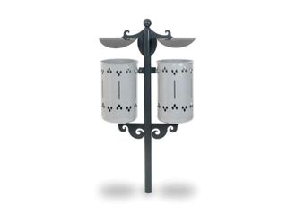 OEM Cestino Pigalle Double 577 Giochipark Acciaio Zincato Verniciato &oslash;75x52h Urbano - Ral 9006 - Filo Pavimento