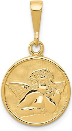 Diamond2Deal 14k Yellow Gold Polished Satin Raphael Angel Pendant