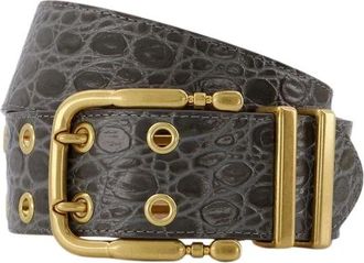 by FAR Krokodillenleer Grijs Duo Riem - Dames - Riemen - Grijs - S - Leer - Accessoires