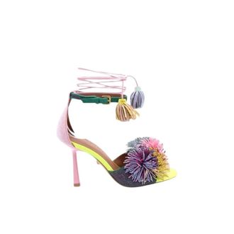 Kurt Geiger High Heel Sandals, female, Multicolor, Size: 7 1/2 US Pom Pom Ankle Tie Sandal