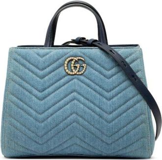 Gucci Pre-owned Handbags, female, Blue, Size: ONE SIZE Pre-owned Leather Handbag
