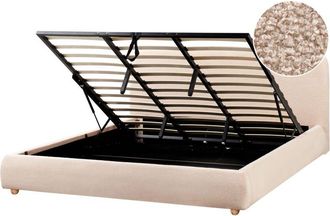 Beliani Beliani - Cama Con Almacenaje Minimalista Moderno 180 X 200 Cm Boucl&eacute; Beige Blagnac