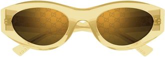Gucci Oval Frame Zonnebrillen - unisex - Zonnebrillen - Geel - 52 MM - Nylon - Accessoires