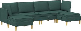vidaXL Juego De Sof&aacute; Modular Con Almacenamiento 6 Uds. Verde Oscuro Vidaxl