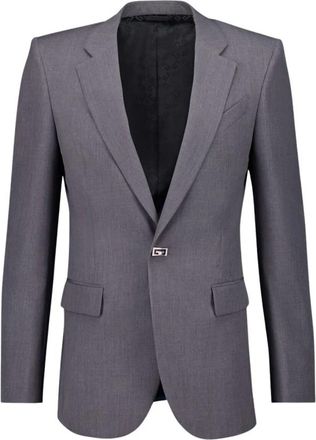 Givenchy Grijze Slim Fit Wollen Jas met 2G Clip - Heren - Blazers - Grijs - M - Wol - Jassen