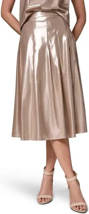 DKNY Shine Pleated Midi Skirt in Snow Petal/silver at Nordstrom, Size 16