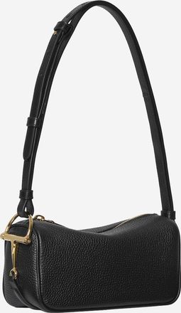 Gucci Womens Half Horsebit Shoulder Bag Black Leather Clutch