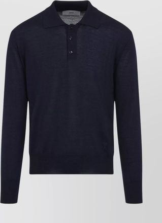 Ami silk wool long-sleeve polo sweater