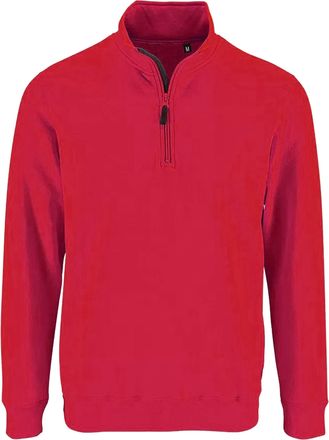 SOLS Heren Stan Contrast Zip Neck Sweatshirt (Rood)