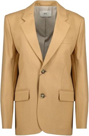 Ami Beige Wollen Blazer- Klassieke Stijl - Dames - Blazers - Beige - 2XS - Wol - Jassen