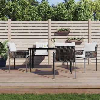 vidaXL Juego Comedor Jard&iacute;n 5 Piezas Y Cojines Rat&aacute;n Sint&eacute;tico Y Acero Vidaxl