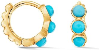 Dower & Hall Small Azure Turquoise Huggie Hoops
