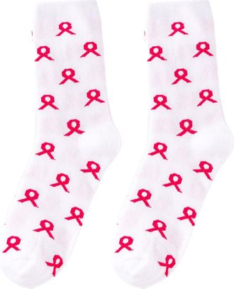 Generic Breast Cancer Awareness Socks Costume Accessories Pink Ribbon Socks Breast Cancer Pin Badge Pink Black StickersFor Womens Girls Unisex Awareness Theme